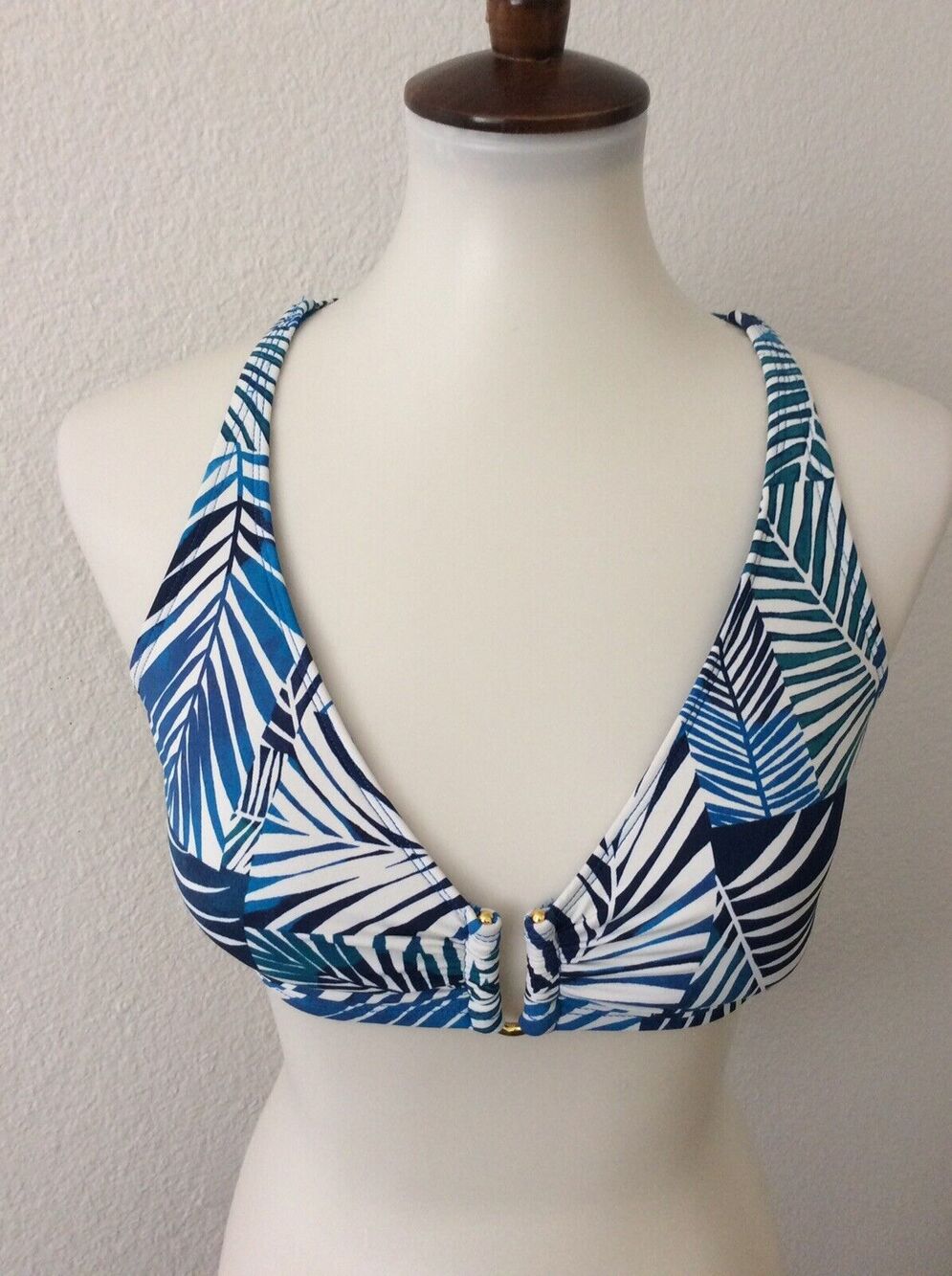 Bleu Rod Beattie Swim Bikini Top X Back Tropical Blue Swimwear